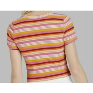 Wild Fable Striped Crop Top - Pink, Yellow, Red